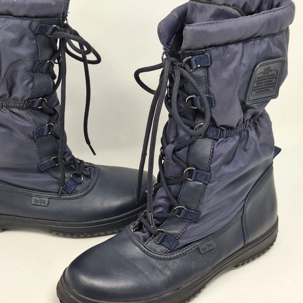 Coach Navy Winter Boots Teddy Bear Lining A9177 Sage